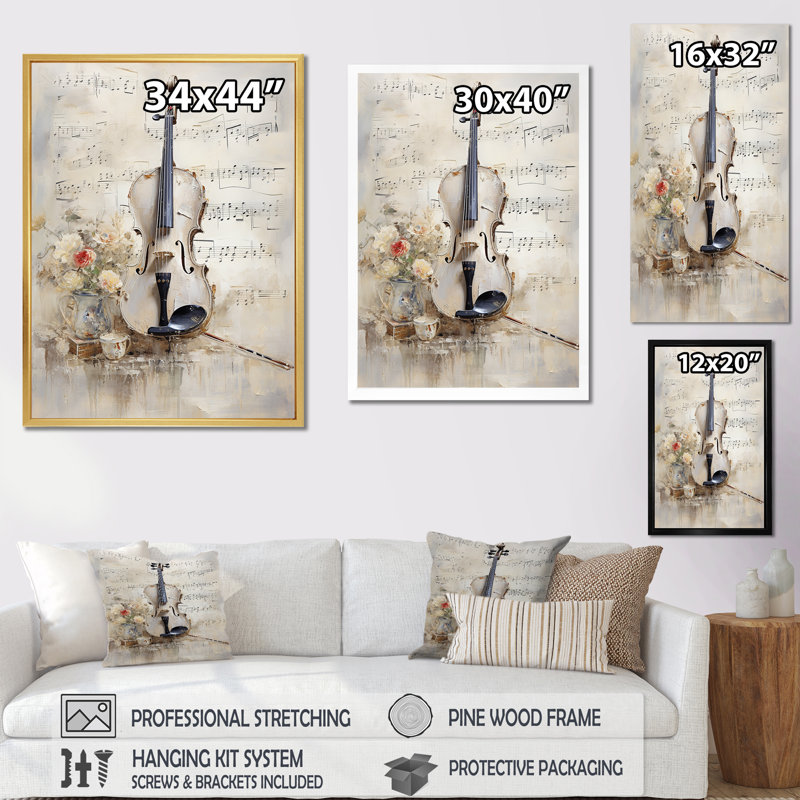 Clarinet Classique Timeless Taupe II sur toile, Toile tendue, 32" H x 16" W
