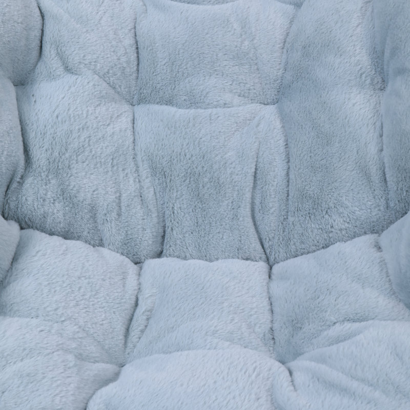 Fauteuil surdimensionné rembourré avec soucoupe et repose-pieds, Polyester bleu