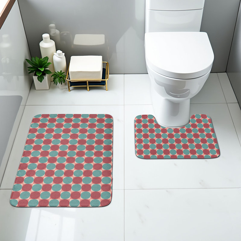  Ensemble de tapis géométriques pour salle de bain 2 pièces