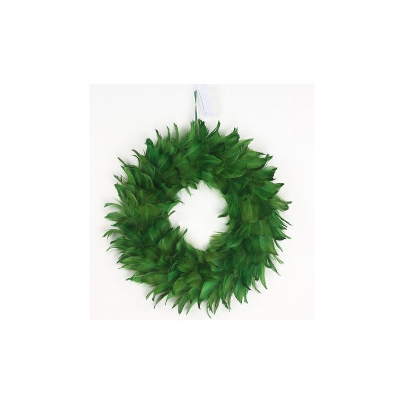 Two-Tone Feathers Christmas Wreath - 14.5" - Unlit, Green