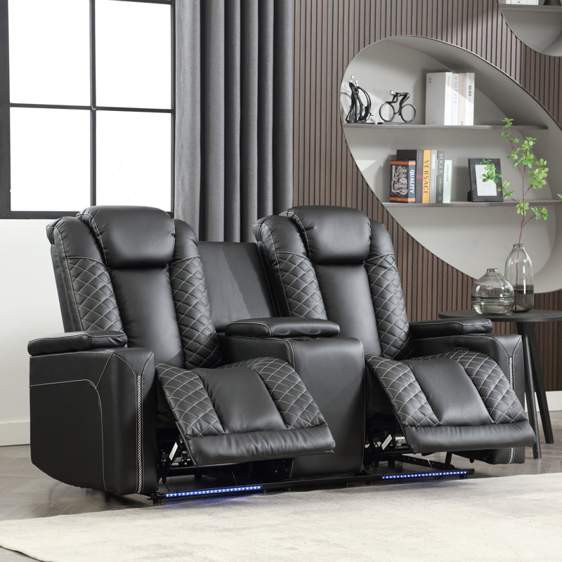 Ensemble de salon 2 pièces inclinable électrique et luxueux avec éclairage ambiant