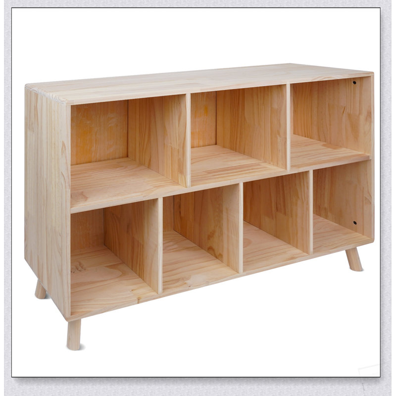 Armoire de rangement en bois de pin massif à 7 compartiments, tablettes fixes pour livres, jouets et décoration intérieure, rangement multi-compartiments moderne