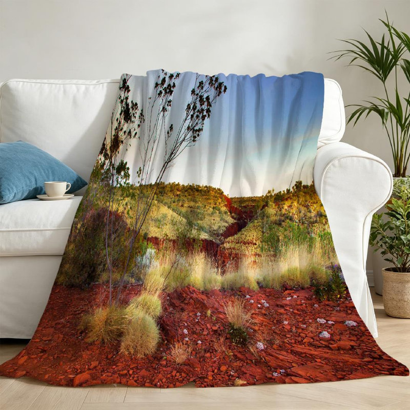 Jeté en molleton doré ultra doux en flanelle, imprimé National Park Western, Throw 50" x 60"
