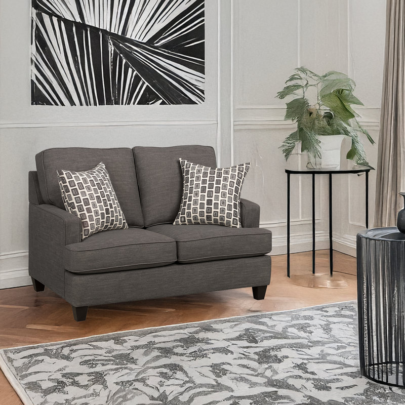 Canapé en tissu Baxter, gris, Gris, 2, H 37 po x l 56 po x P 35 po
