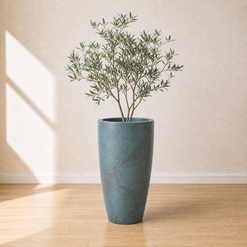 ECOBO Eco-Friendly Round Pot Planter, VicenzaIndoor/Outdoor use,Four Season Use, 35.4" H x 20.5" W x 20.5" D, Blue and Gray