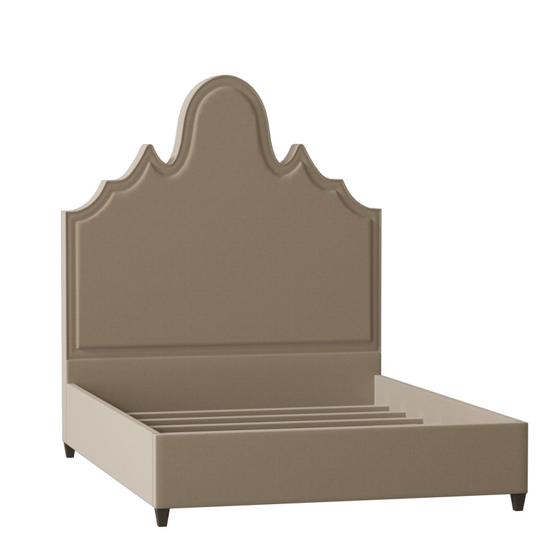 Amalie Upholstered Bed, King, M9463 Linen, Brown Mahogany