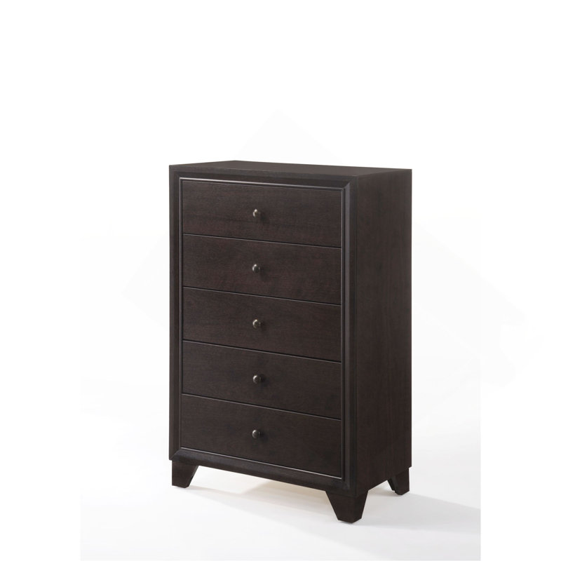 Vertical Narrow Chest, Dark Wood Space-Saving Storage Cabinet For Small Bedroom
