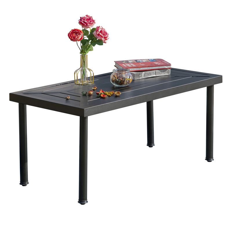 Romika 40.2" W Steel Patio Coffee Table, Glossy Black