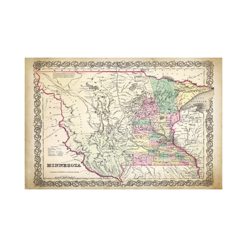 Minnesota Map by PatentPrintStore - Wrapped Canvas Print, 30.48 cm H x 45.72 cm W