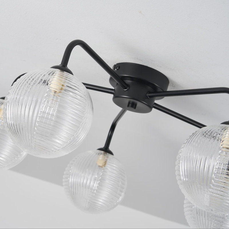 Glass Semi Flush Mount, Matte Black