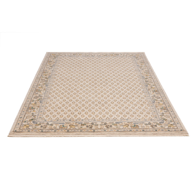 Nahili Machine Woven Wool Beige Rug, Rectangle 100 x 140cm