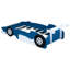 Lit de voiture de course simple bleu avec roues - construction pour un usage quotidien assuré-380715899-380715897