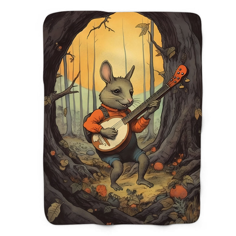 Singing Mouse - 1 Piece Premium Sherpa Blanket Throw Blanket, 50" W x 60" L