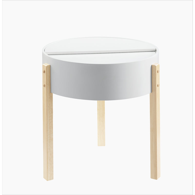 Table de bout ronde blanche et naturelle
