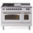 ILVE Nostalgie II Series 48 inch Dual Fuel Range with 5 Sealed Burners, Griddle, Frenchtop (Glass Door)-98196570-98196550
