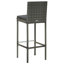 Chaise avec tabouret d'extérieur, rotin gris, coussins en tissu noir-106269960