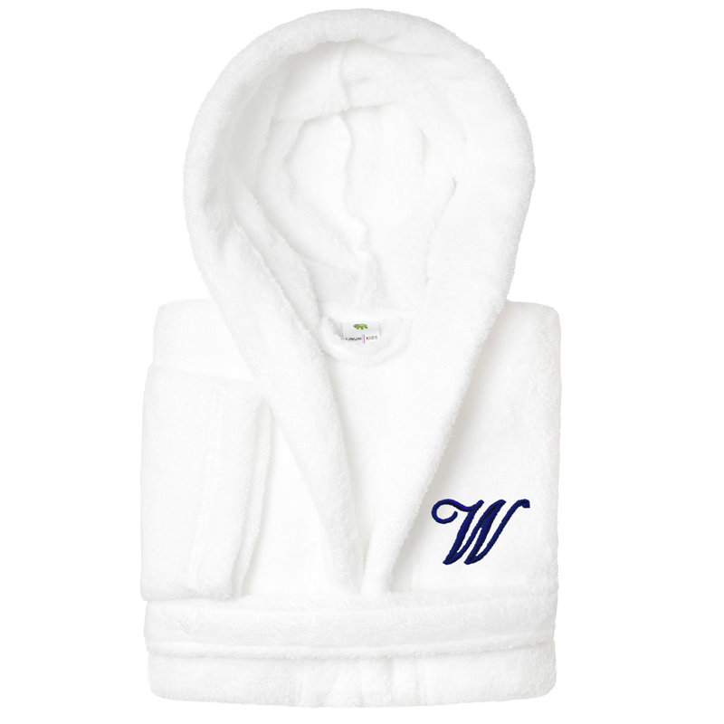 Peignoir en molleton mi-mollet personnalisé pour enfants avec poches et capuche, S, W