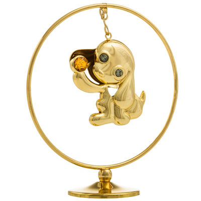 Figurine cerceau de chiot plaqué 24 carats Prevatte