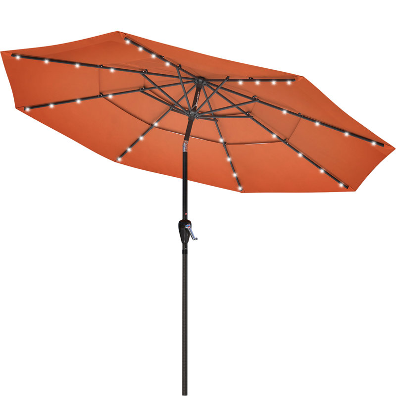 Parasol de marché éclairé 10 pi 10 po Lucianna, Orange