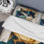 Ensemble de housse de couette en microfibre / polyester à motif abstrait géométrique en marbre bleu-941377385
