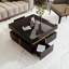 Table basse Velmont Glam avec tiroirs et accents dorés, finition ultrabrillante et design durable