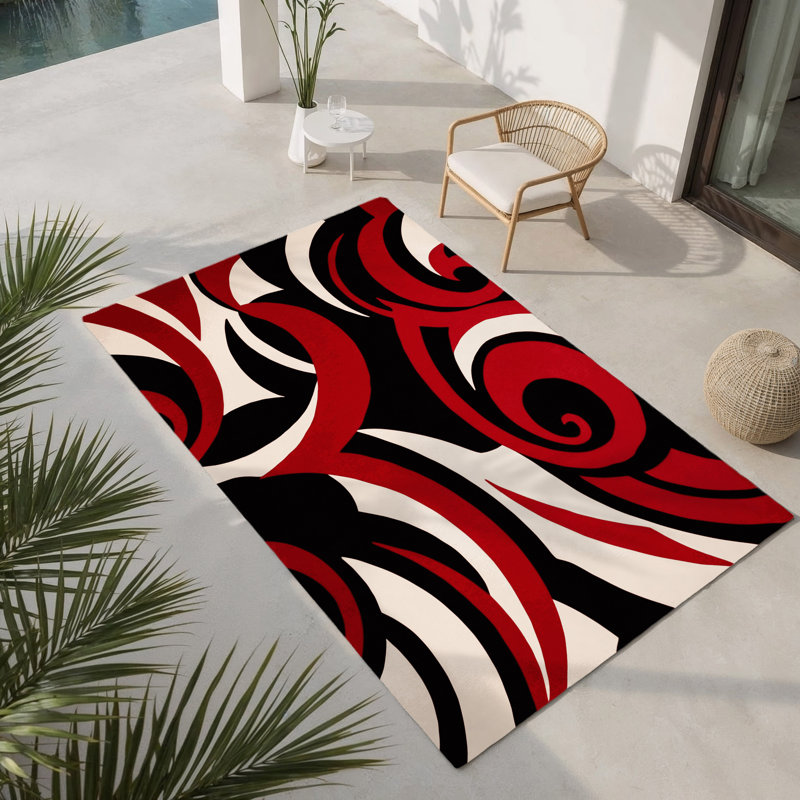 Tapis intérieur et extérieur Obsidian Ray, Rectangulaire 3 pi x 5 pi