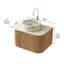 Meuble-lavabo et lavabo de salle de bain, armoire rayée à bords arrondis avec tiroir, lavabo rond en céramique avec motif en pierre et plateau en pierre frittée à motif de travertin, pré-assemblé-772012005