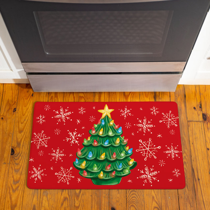 Tapis anti-fatigue sapin de Noël nostalgique « Twas The Night », 76 x 46 cm