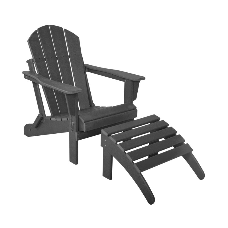 Chaise Adirondack pliante en plastique avec repose-pieds Laguna, gris