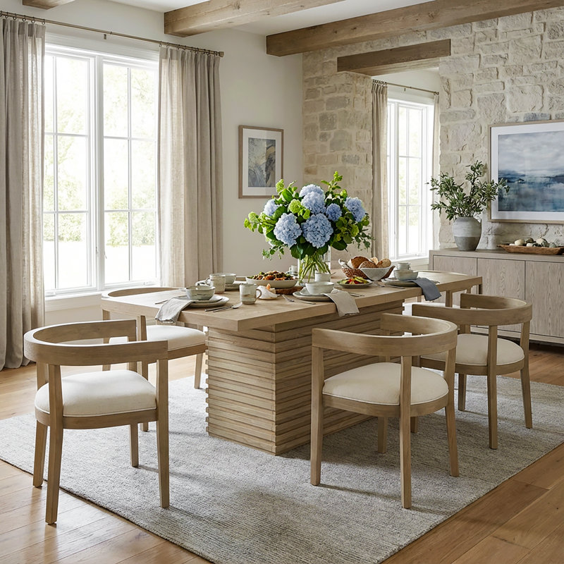 Ensemble de salle à manger 7 pièces avec fauteuils rembourrés Avelin