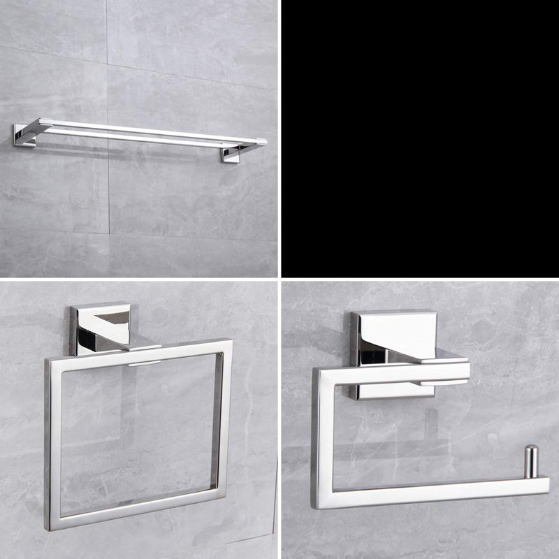 4 - Piece Bathroom Hardware Set, Polished Stainless Steel