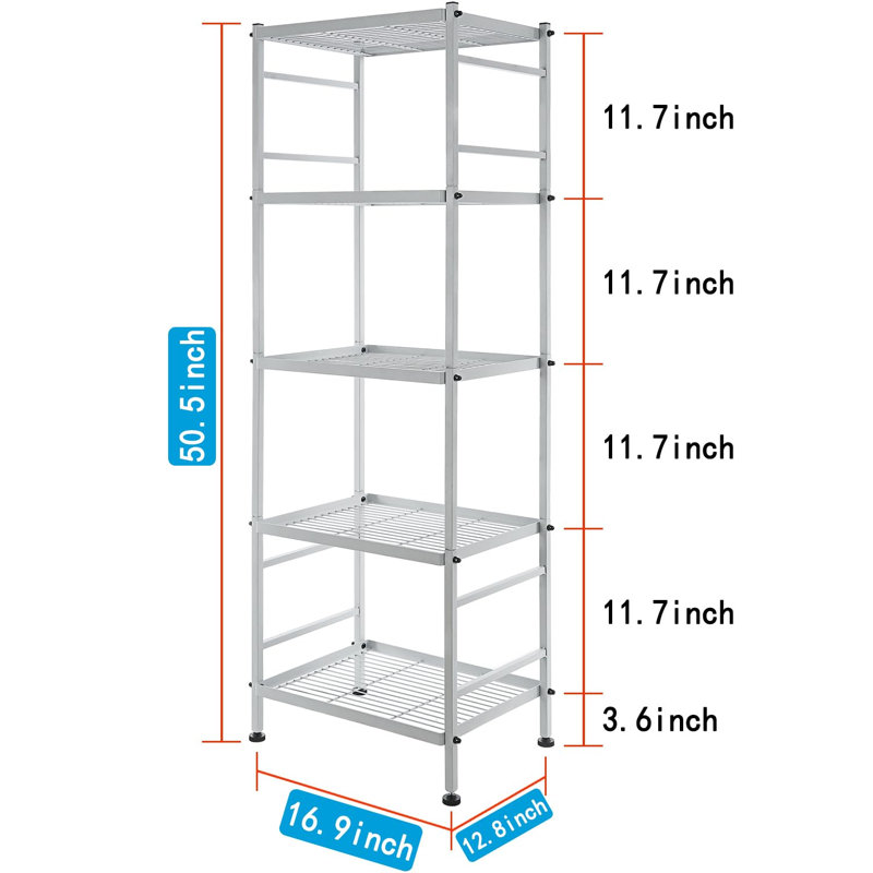 Rayonnage en métal Ninetta, H 50,50 po x l 12,80 po x P 16,90 po, Argent
