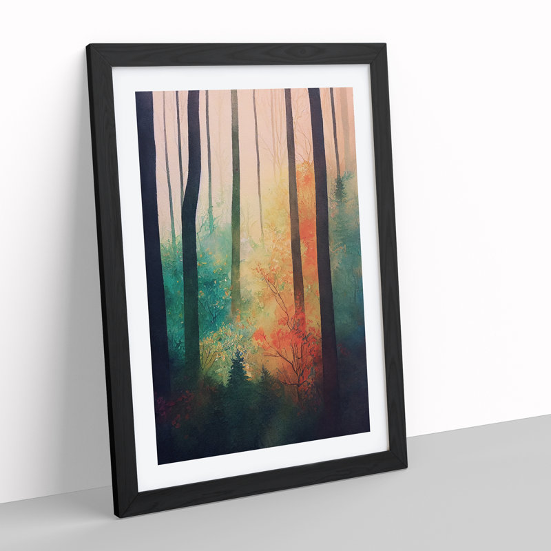 Forest No.1 - Single Picture Frame Painting, 64cm H x 46cm W x 2cm D, Black Framed