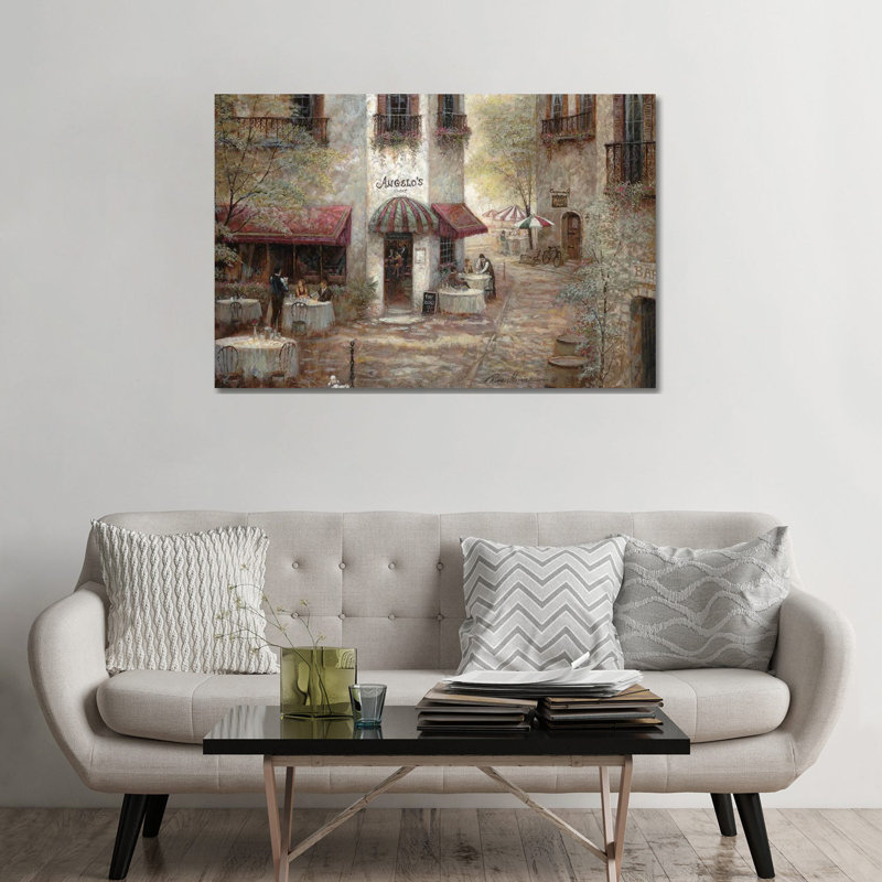 «Angelo's» par Ruane Manning - reproduction d'art, H 32 po x l 48 po x 1,5 po, Toile tendue, Aucun mat