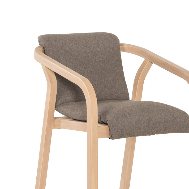Tabouret de bar d'extérieur Lailoken, hauteur de comptoir, en bois d'eucalyptus avec assise en oléfine - Lot de 2