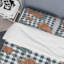 Tartan à carreaux brun - Ensemble de housse de couette abstrait - Microfibre de polyester-209805