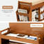 Banc à chaussures avec 2 supports latéraux, banc d'entrée en bambou à 3 niveaux avec rangement, range-chaussures avec coussin pour le vestibule du hall d'entrée, peut supporter jusqu'à 330 lb