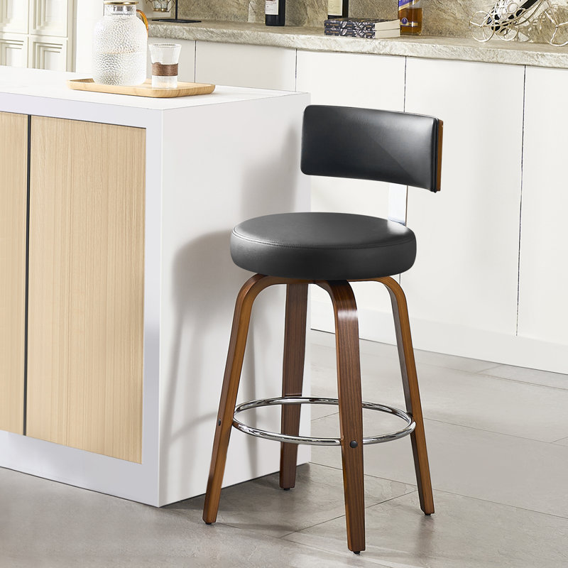 Swivel Upholsered Counter & Bar Stool, Counter Stool (26" Seat Height), Black