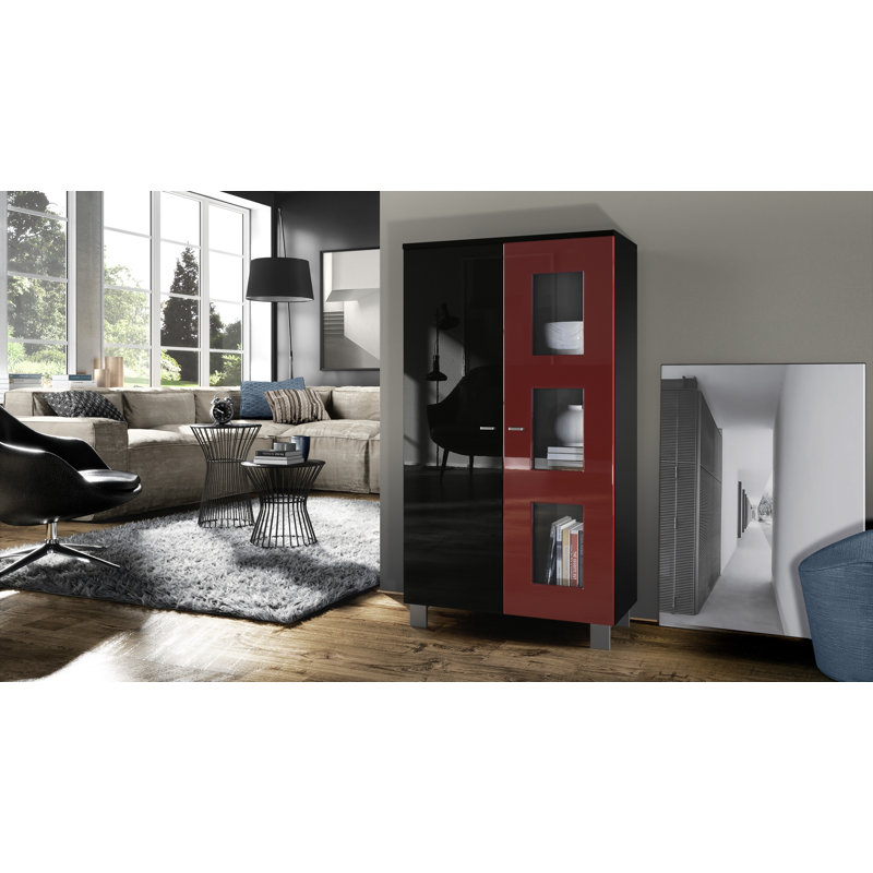 Mccombs Curio Cabinet, Without, Bordeaux/Black