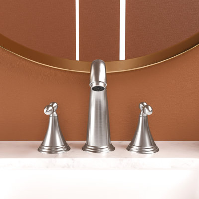 Brushed Nickel Bathroom Faucet With 2 Handles And Pop Up Drain - Made Of Solid Brass Stainless Steel For Long-Lasting Use 3 Hole In Ceramic Valve Construction Smooth Water Control
