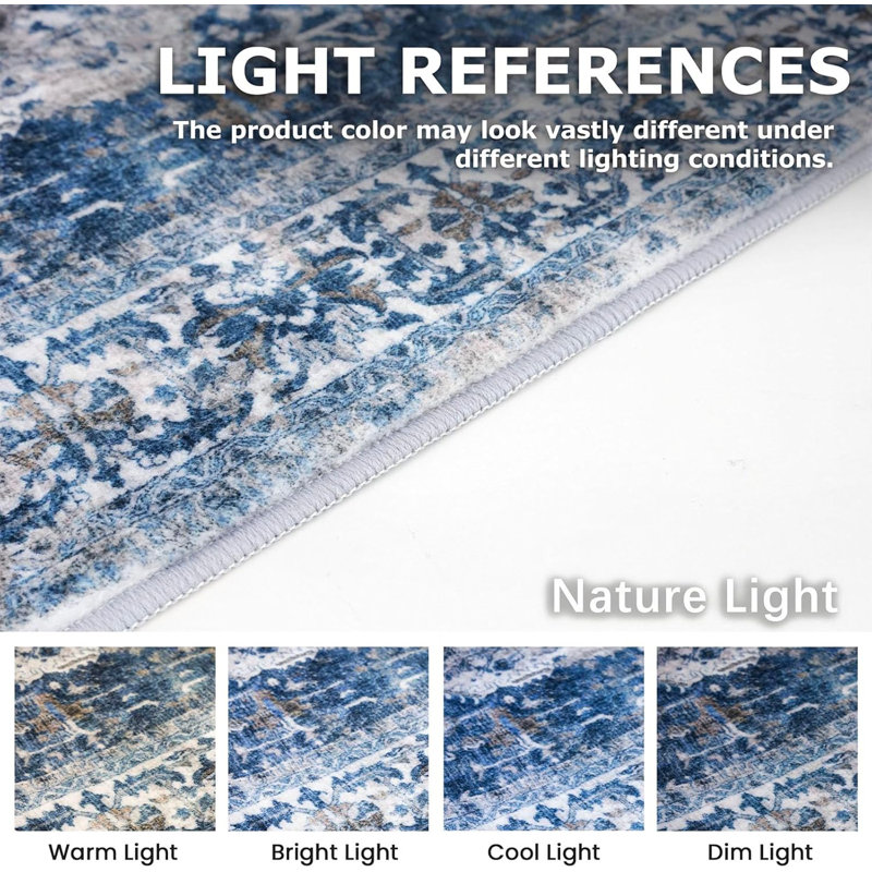 Area Rug Washable Rug Non-Slip Backing Indoor Rugs, Runner 3' x 14'