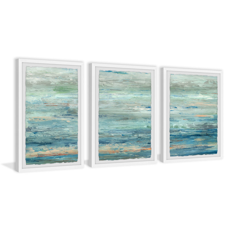 Vaste mer triptyque, H 24 po x l 16 po