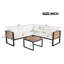 Ensemble de conversation 4 pièces pour patio, canapé modulaire en L et structure en bois avec coussin moelleux et tables basses-1077611117