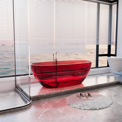 65" x 30" Freestanding Solid Surface Soaking Bathtub with Pop-Up Drain & Overflow, CUPC Certified, Elegant Design for Modern Bathrooms