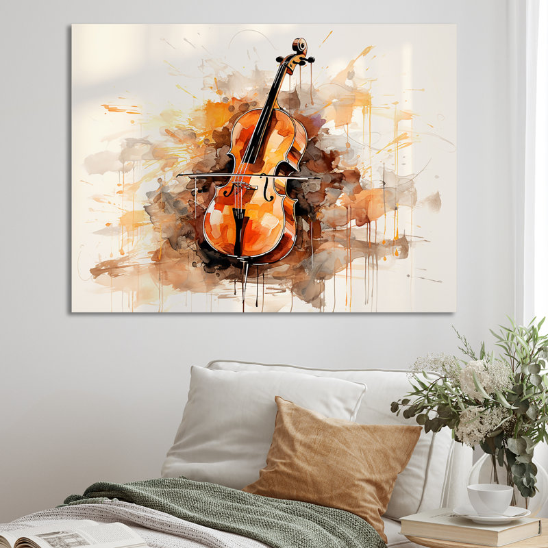 Cello Contour Rich Brown II - musique sur toile, H 34 po x l 44 po x P 1,5 po, Toile tendue