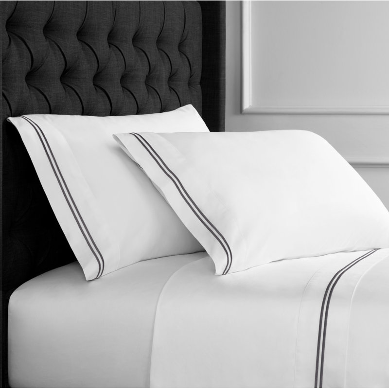 Benin Embroidered 1000 Thread Count 55% Cotton / 45% Polyester Sheet Set, California King Sheet Set with Fitted Sheet 