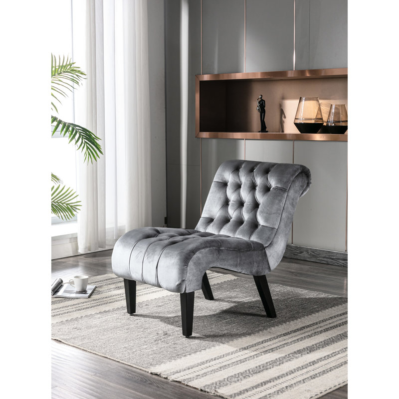 Chaise rembourrée en velours avec pieds en bois massif - Siège stable et élégant, rembourrage en mousse sans accoudoirs, confortable pour une chambre de bureau