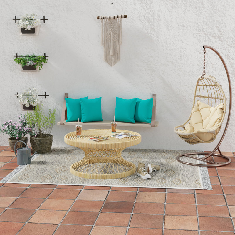 Sunbrella Outdoor Throw Pillow, Canvas Aruba Aqua, 16" H x 16" W