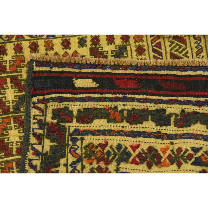 Tapis de zone en laine vert/brun 3 pi 9 po x 6 po one-of-kind-noué la main Warminster