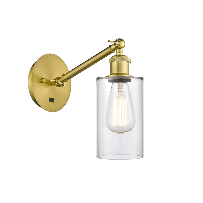 Shauna Armed Sconce, LED, Clear, Satin Gold